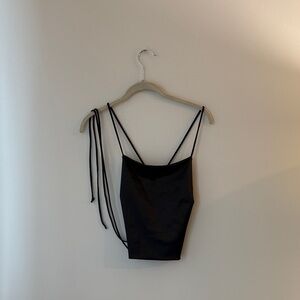 M | Open Back Sleek Tie Crop Top